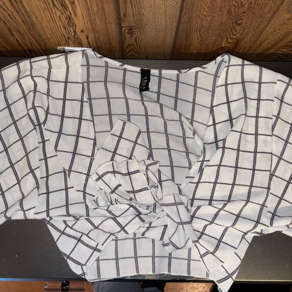 AKIRA Black and White Checkered Top
